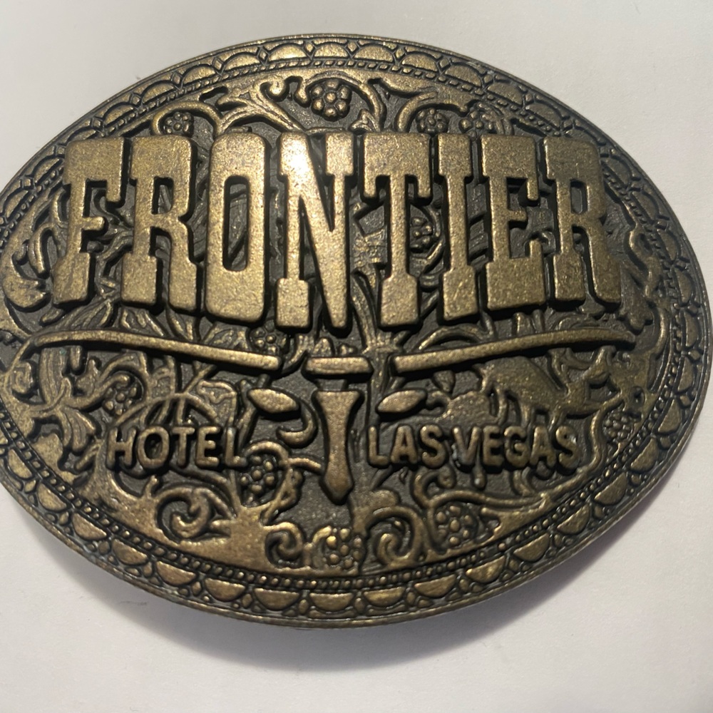 Frontier Hotel Las Vegas Belt Buckle - Antique Gold